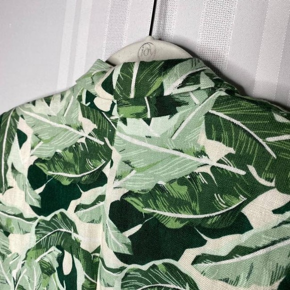 Joie Green Palm Leaf Mehra Open Blazer Linen Jacket - Picture 6 of 10